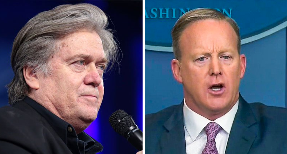 ‘Sean got fatter’: Steve Bannon insults Spicer to explain why press secretary does briefings off camera