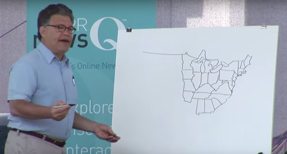 Al Franken flashback: Watch the Minnesota senator freehand draw the US map -- from memory