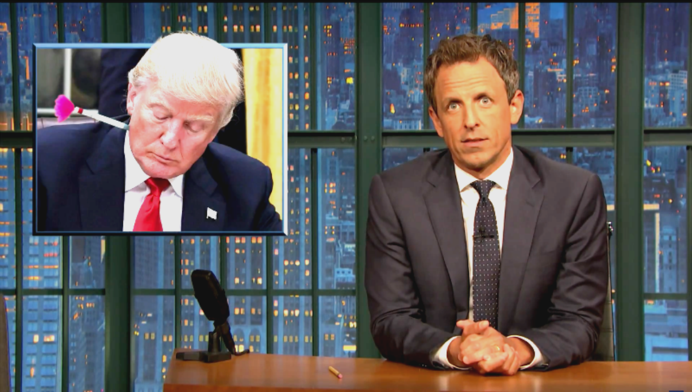 Seth Meyers mocks GOP for treating Trump like King Kong: 'He's the president, you shouldn't have to control him'