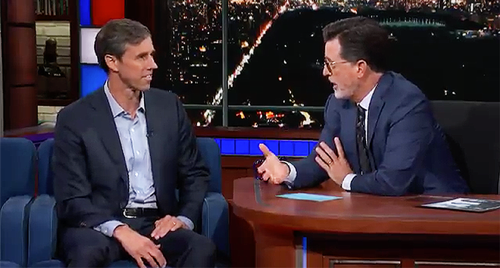 Colbert knocks 'scared' Ted Cruz for buying ads during Beto O'Rourke's appearance on the 'Late Show'