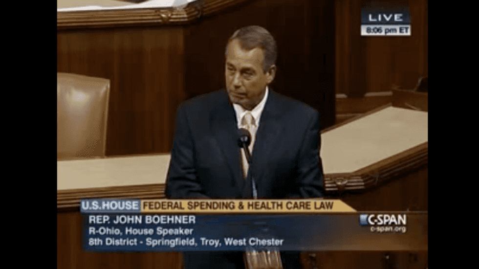 Boehner mimics Obama on House floor during debate over government shutdown