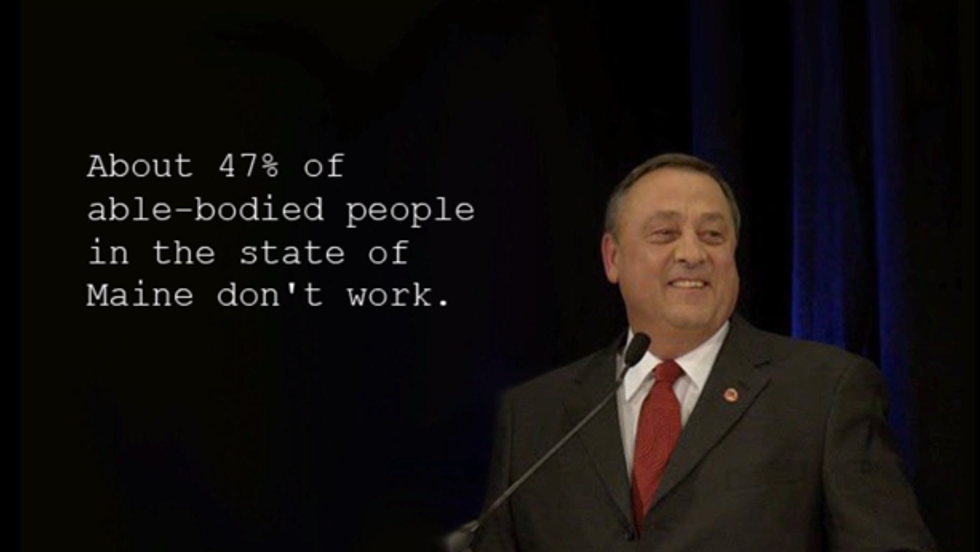 Maine governor says 47 percent of state's residents choose not to work