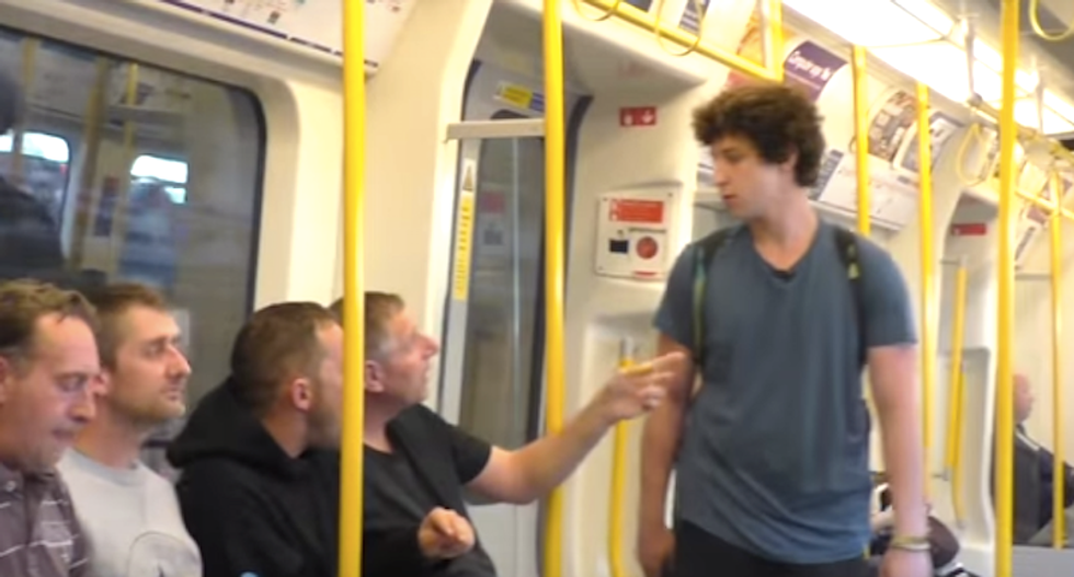 ‘I’ll throw you off the train’: Watch commuters stand up to homophobia in amazing social experiment