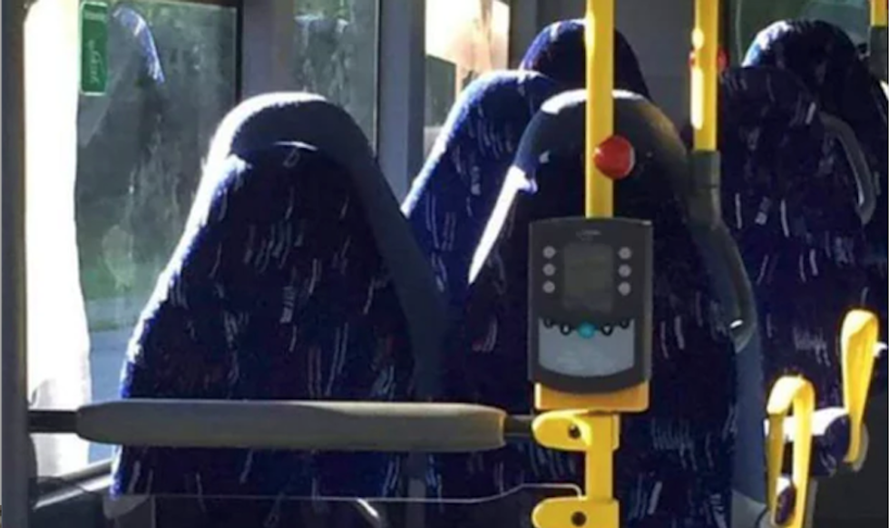Right-wingers pitch screaming fit over 'terrifying' Burqa women -- who turned out to be just bus seats