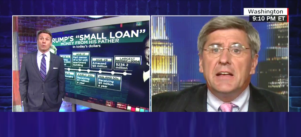 Chris Cuomo bursts out laughing when Trump apologist Stephen Moore claimed the president has been audited more than anyone