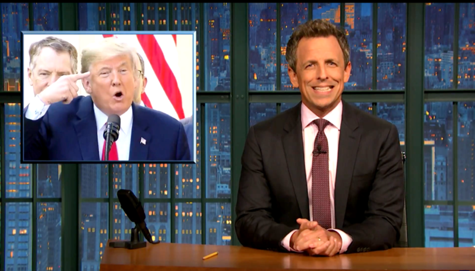 Seth Meyers wants to know why Trump always points to his own head when he says 'loco'