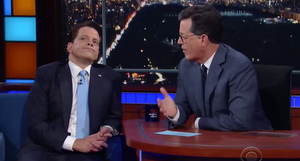 Stephen Colbert celebrates Anthony Scaramucci's potential 'front-stabbing world tour' reunion at the White House