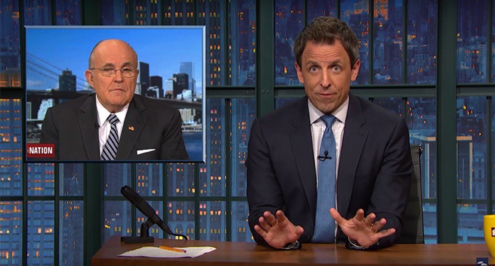 Watch: Seth Meyers brutally mocks Giuliani’s embarrassing interviews -- and Trump for hiring him