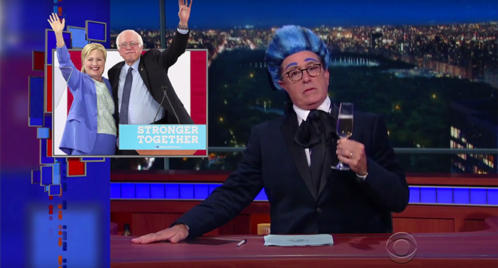 Colbert bids farewell to Bernie: He expressed voter frustration 'without blaming Mexicans or Muslims'