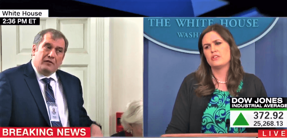Reporter baffled when Sarah Sanders says pushing false narratives is more dangerous than nuclear war