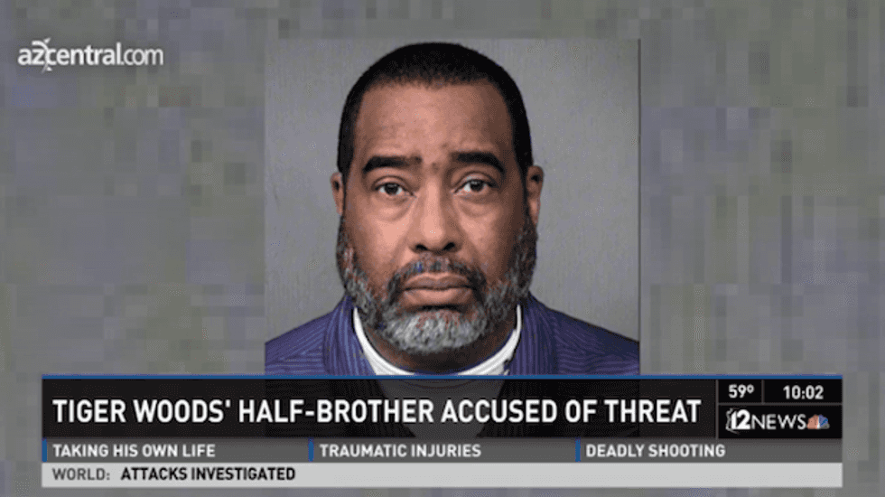 Tiger Woods' half-brother accused of making bomb threat against his employer