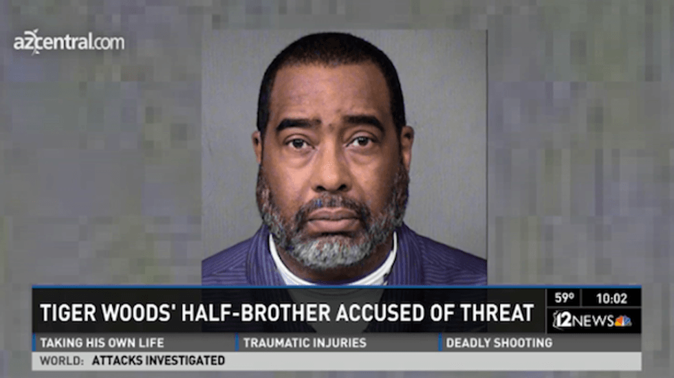 Tiger Woods' half-brother accused of making bomb threat against his employer