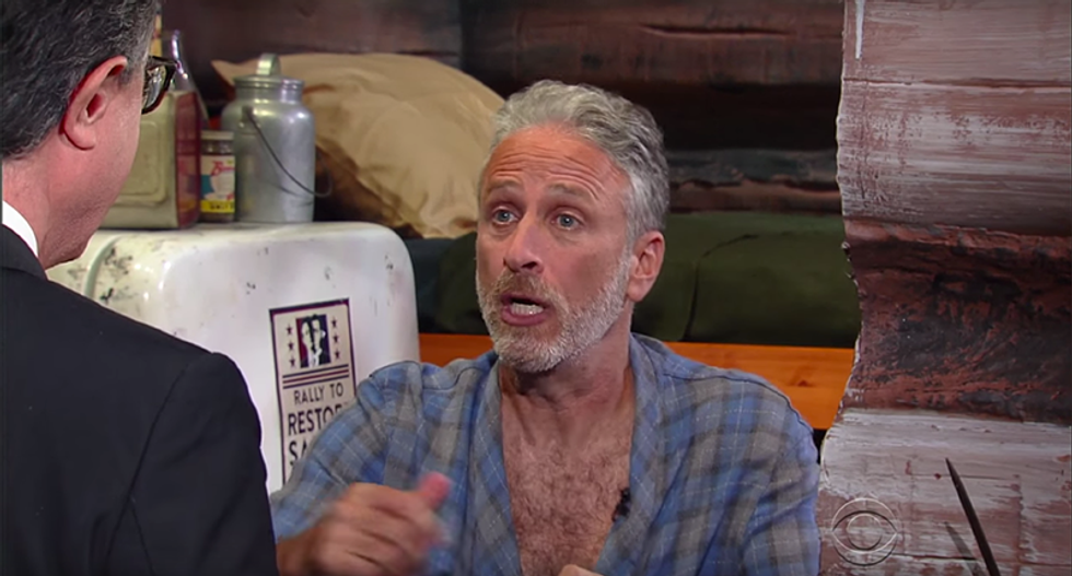 Jon Stewart and Stephen Colbert gleefully mock 'angry creamsicle' Donald Trump