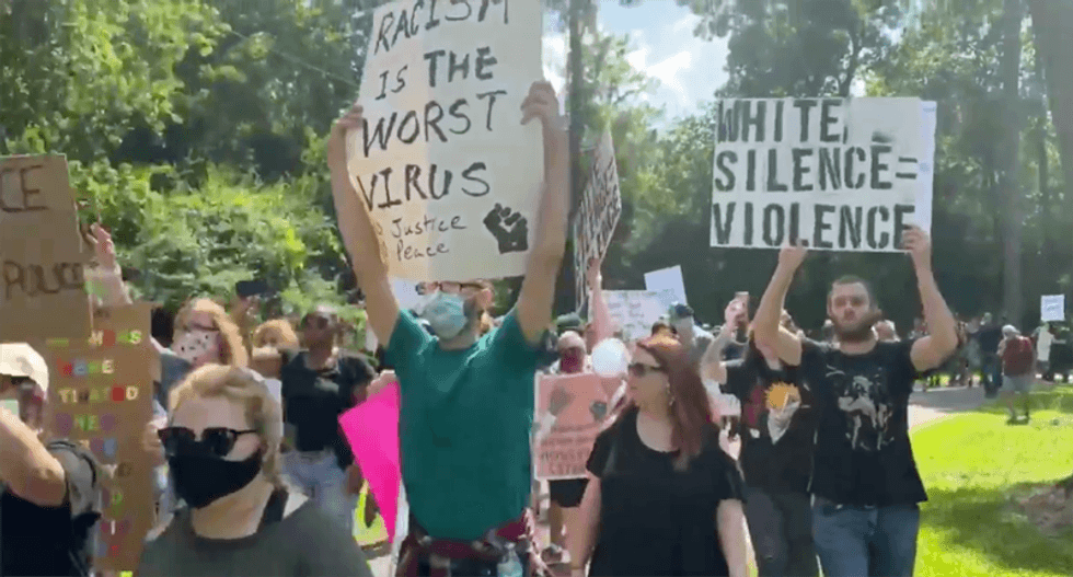 Big turnout for protest in Texas town known as a 'haven' for the Ku Klux Klan