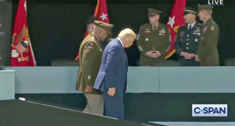 Worries Trump is ‘deteriorating rapidly’ after video shows him struggling to walk down a ramp: 'They can't hide this much longer'