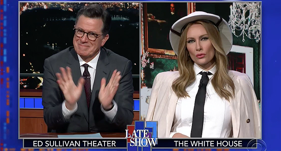 'Melania Trump' tells Colbert she's going as 'the ghost of colonialism for Halloween'