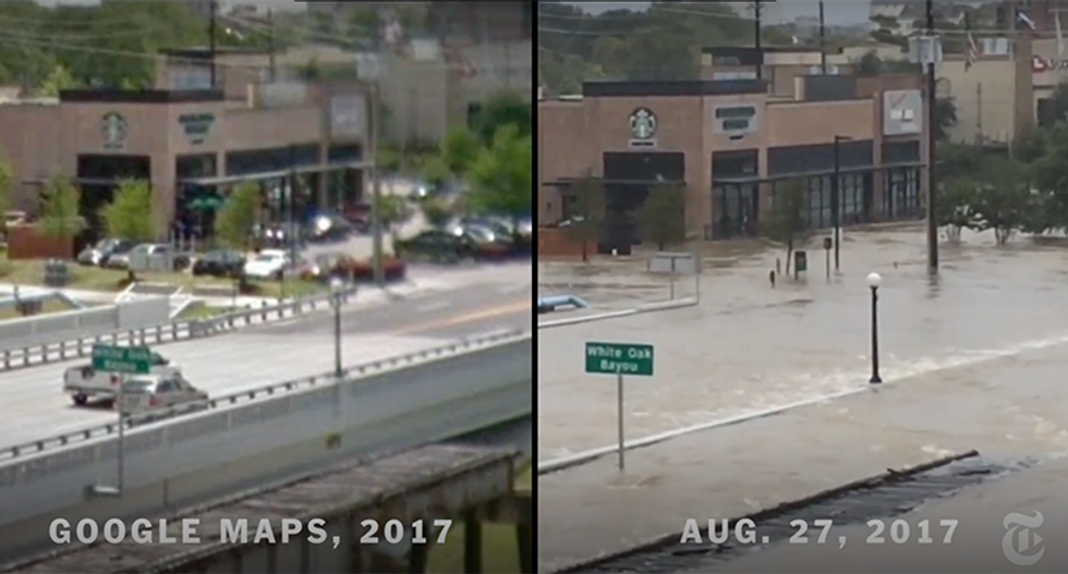 Horrifying video shows side-by-side comparison of Houston before and after Hurricane Harvey