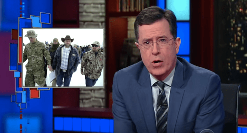 Stephen Colbert rips Go-Gurt-slurping Oregon militants at 'Ammon Bundy Preserve for the Armed and Cranky'