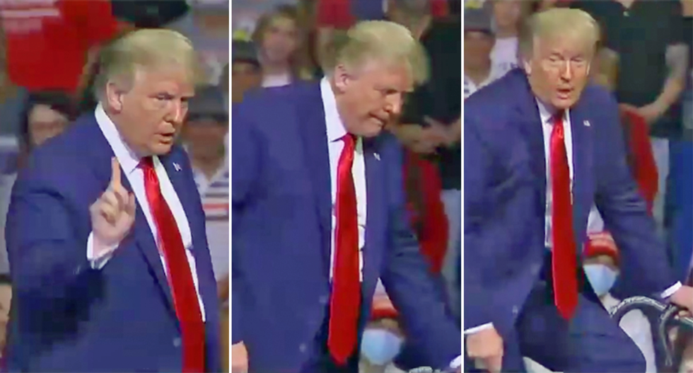 WATCH: Trump awkwardly tries to prove he can walk down a ramp after widespread worries his health is deteriorating