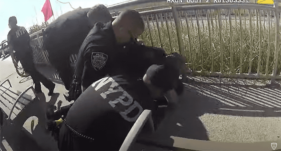 NYPD commissioner suspends officer without pay after ‘disturbing apparent chokehold incident’ caught on video