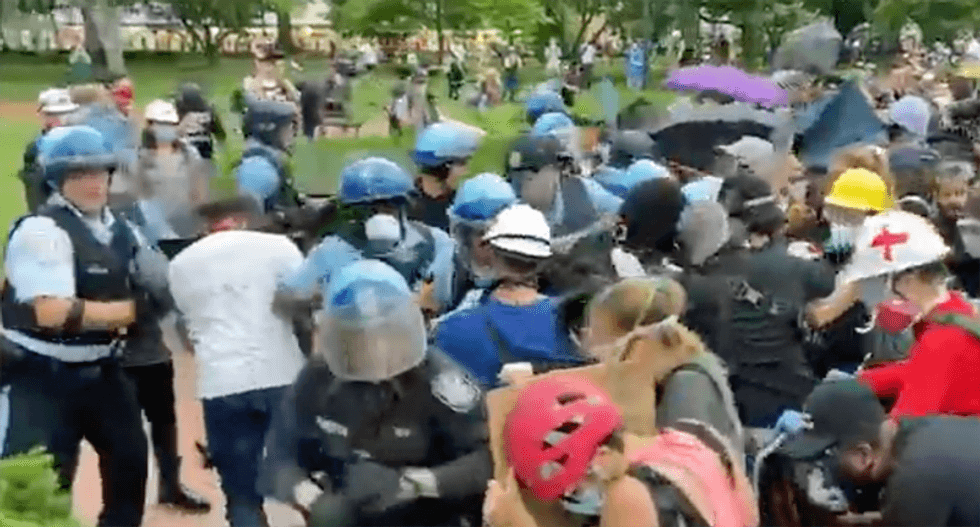 WATCH: Protesters deploy shields in clash with police near the White House -- as Trump warns ‘Beware!’