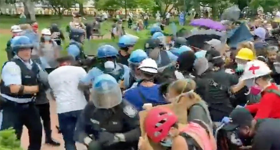 WATCH: Protesters deploy shields in clash with police near the White House -- as Trump warns ‘Beware!’