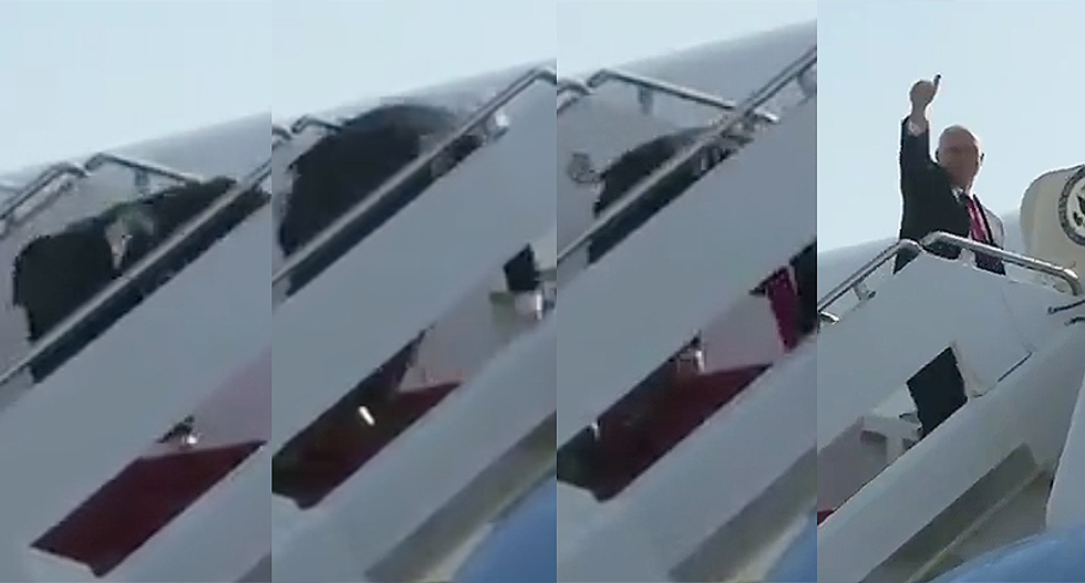 Pence ridiculed after 'Gerald Ford' moment tripping walking up steps: 'Ramps: 2 Administration: 0'