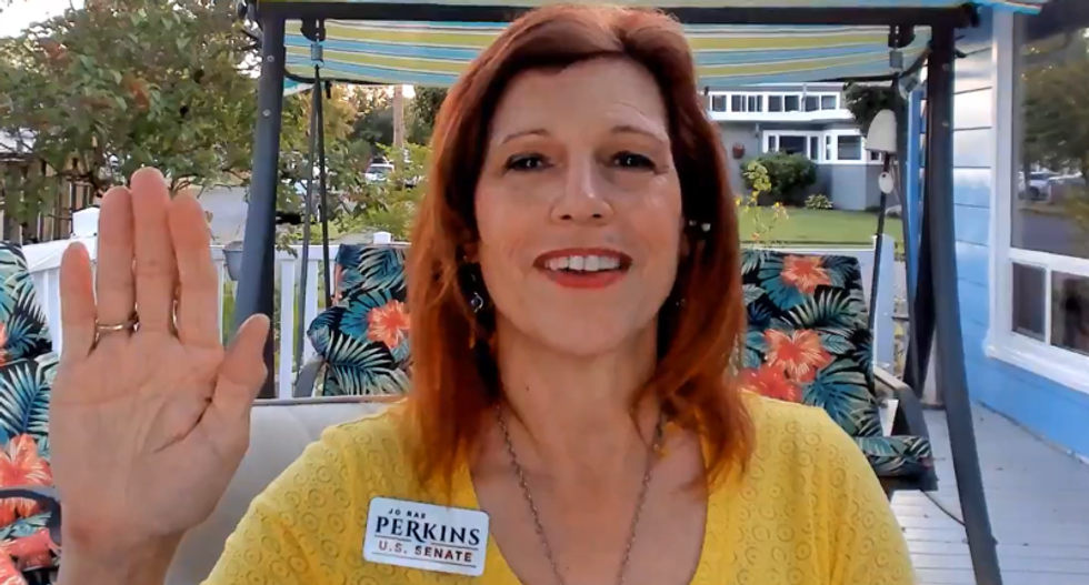 GOP Senate candidate films herself taking QAnon 'digital soldier oath'
