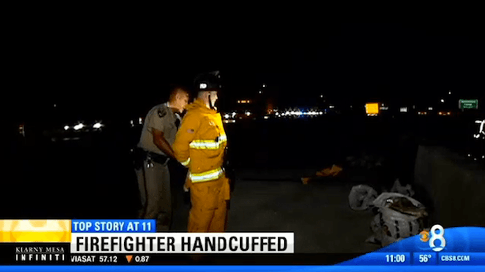 California firefighter aiding victims of car crash detained by police for blocking traffic