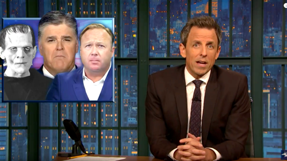 Seth Meyers: Fox News' Sean Hannity is what you would get if you gave Frankenstein the brain of Alex Jones