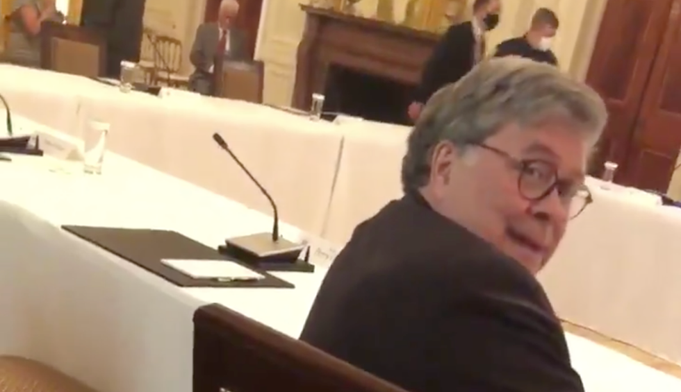 WATCH: Bill Barr's face falls when a reporter asks him about the Roger Stone commutation