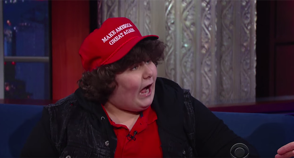 Colbert's schoolyard bully leaves Trump for Clinton: Trump is 'way too childish to be president'