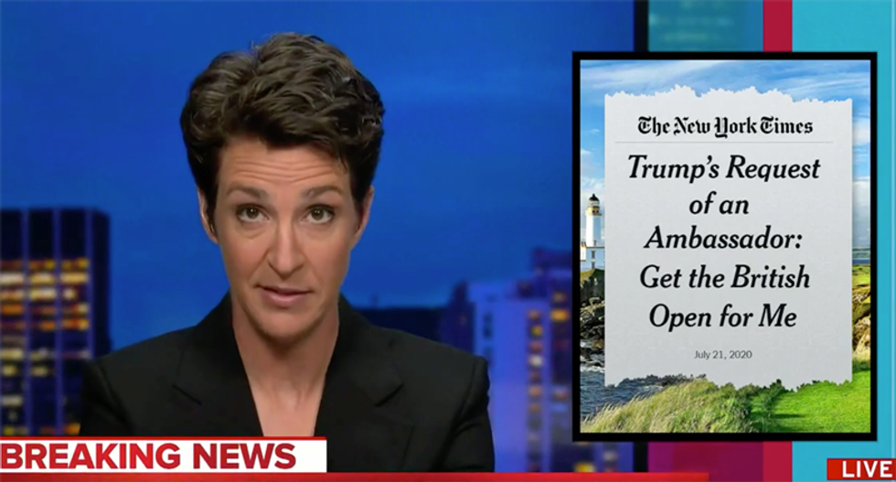 Watch Maddow’s epic rant against Trump’s latest corruption scandal involving golf: ‘This keeps happening’