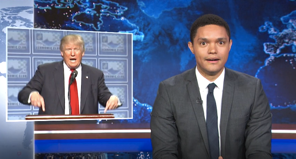 Daily Show mocks conspiracy theory about Biden's mental fitness with Trump compilation