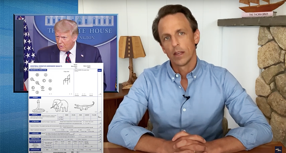 Seth Meyers shames the media for gushing over Trump's managing to read a statement at the COVID-19 briefing