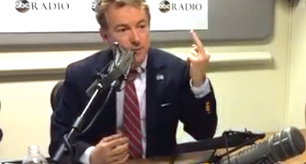 Rand Paul flips off the media during radio interview on behalf of his fans