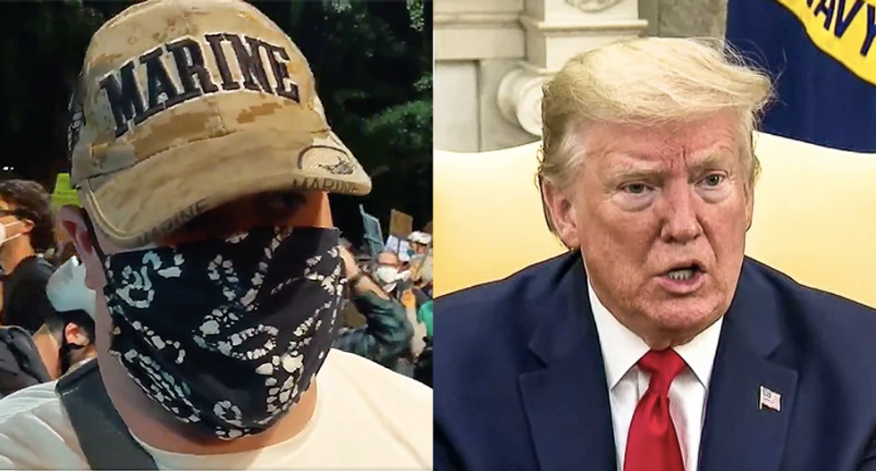 Trump says veterans' 'wall' of protectors and 'line of innocent mothers' were 'anarchists who hate our country'