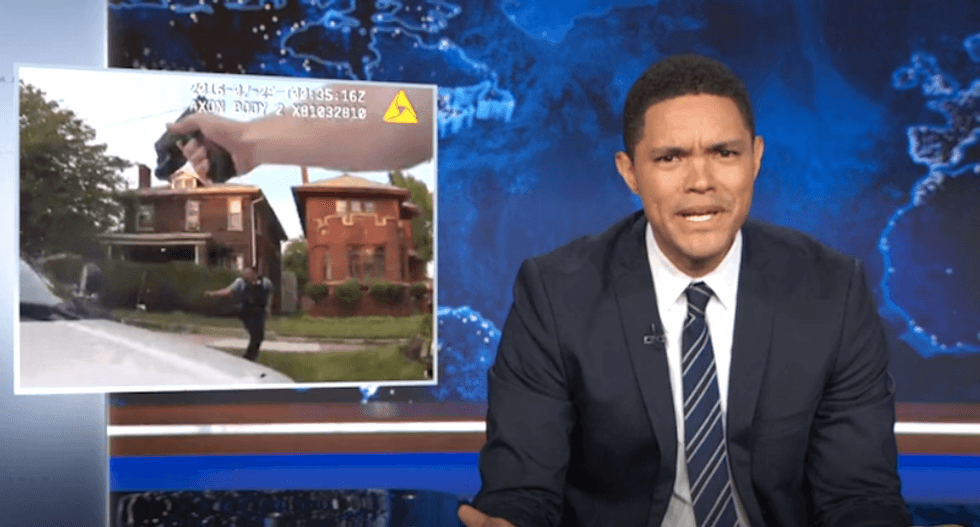 'Godd*mn, what is this?': Trevor Noah shocked by chaotic video of cops gunning down unarmed black man