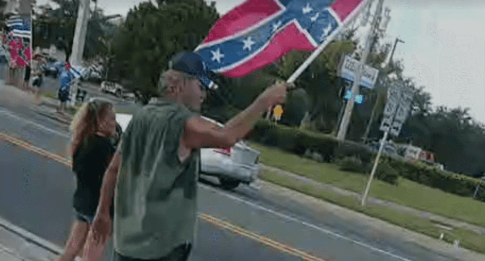 WATCH: Florida Trump supporters waving Confederate banners clash with BLM protesters