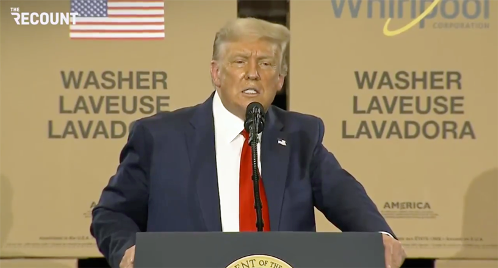 ‘Thighland’ trends nationwide after Trump mistake during ‘campaign speech’ at Whirlpool factory
