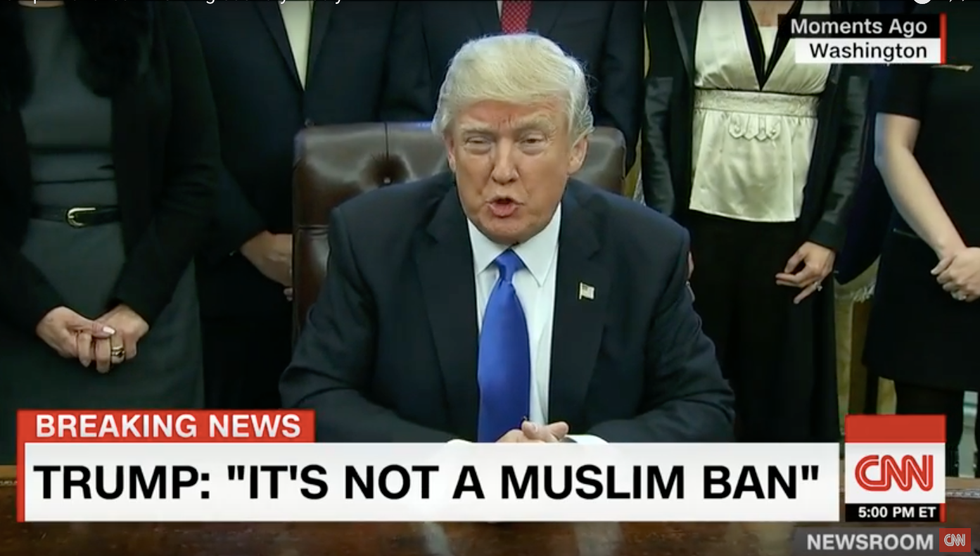 'It's working out very nicely': Trump insists in spite of 'chaos' that Muslim ban is going just fine