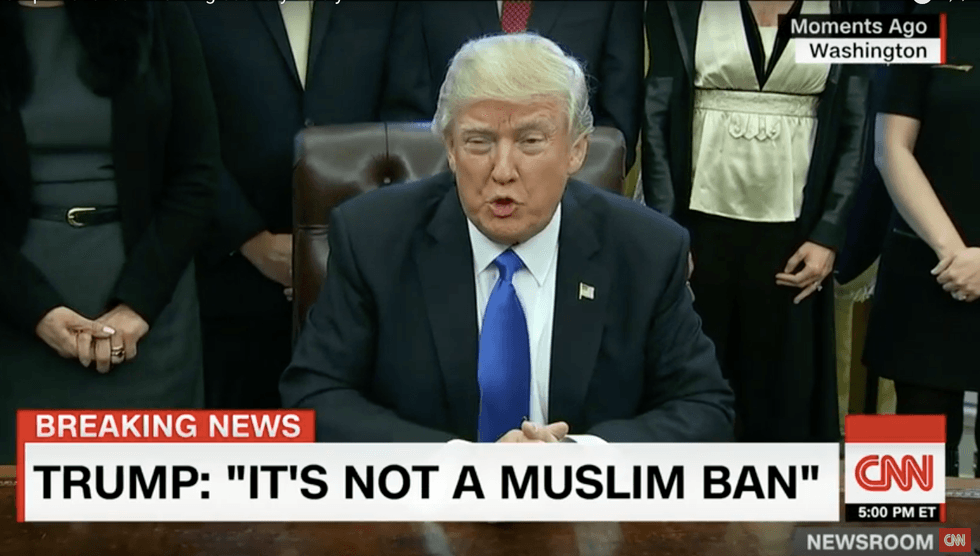 'It's working out very nicely': Trump insists in spite of 'chaos' that Muslim ban is going just fine