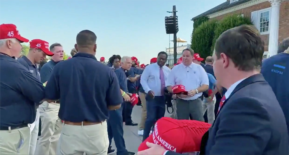 Lots of red hats -- but not many COVID masks -- at Bedminster ‘Cops for Trump’ event with the president