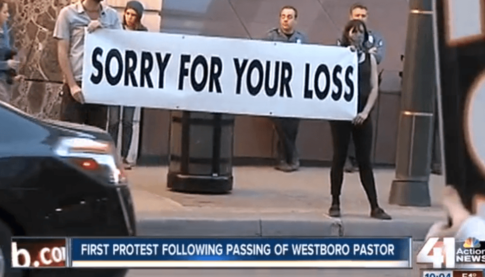 Westboro Baptist met by counter-protesters with ‘Sorry for your loss’ sign at Lorde concert