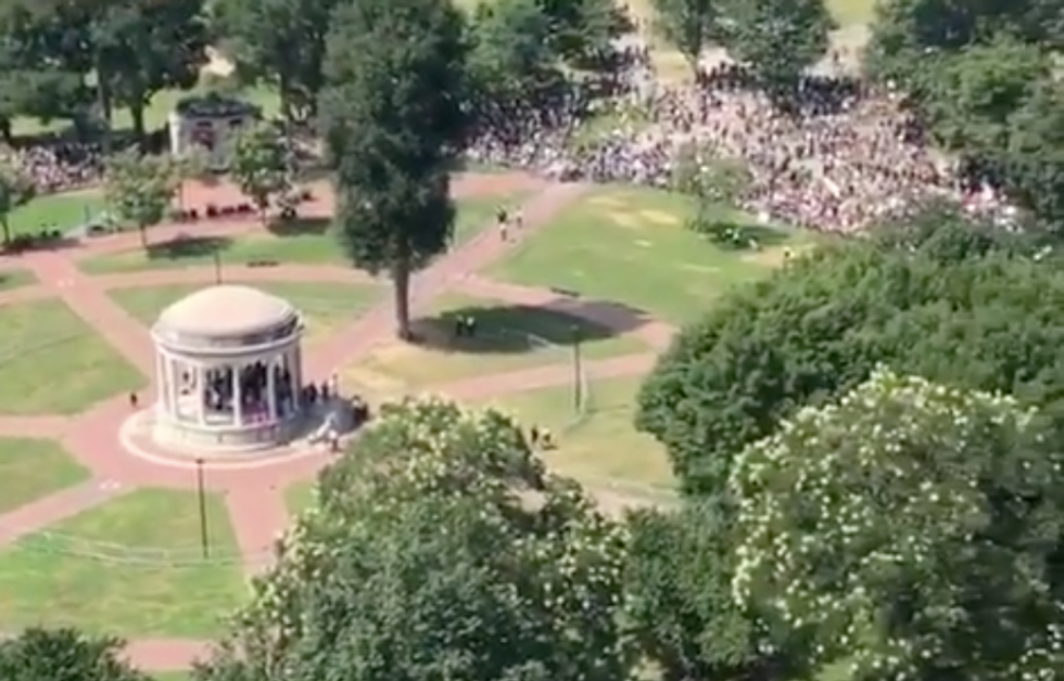 WATCH: This is how outnumbered right-wing protesters were in Boston on Saturday