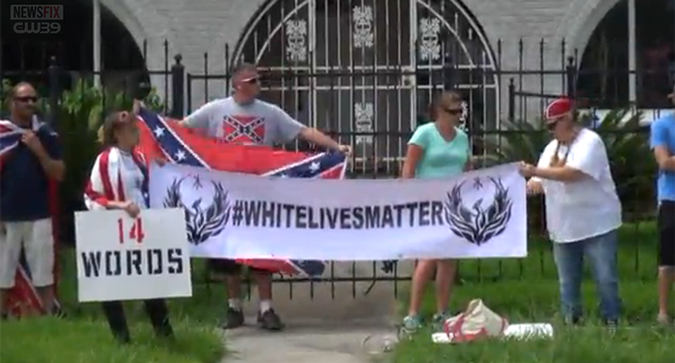 Armed white-supremacists surround Texas NAACP with 'white lives matter' signs and Confederate flags