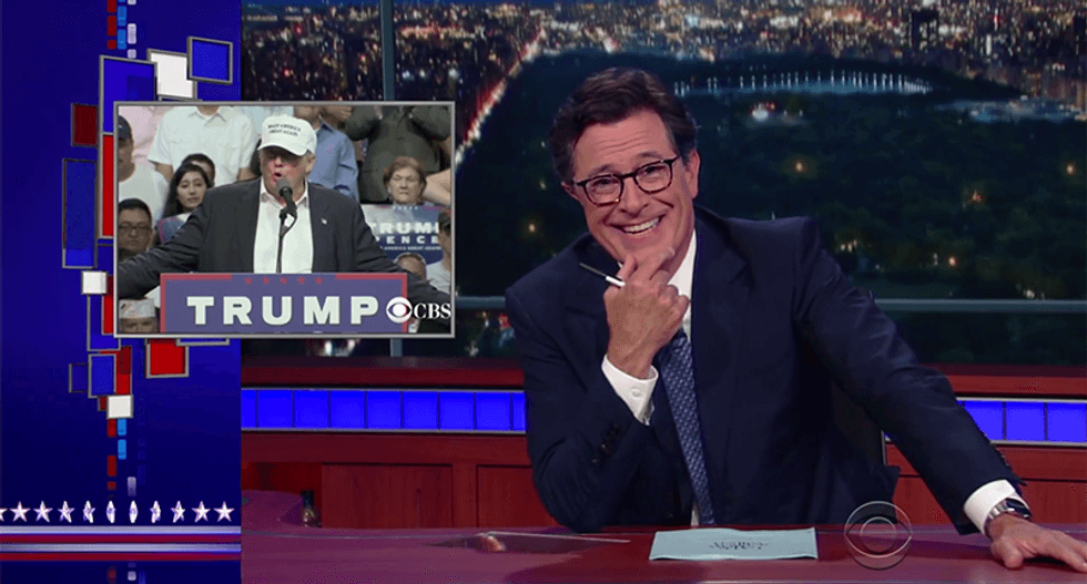 Stephen Colbert mocks Trump’s black outreach: ‘You’re already on fire so shoot yourself in the head’