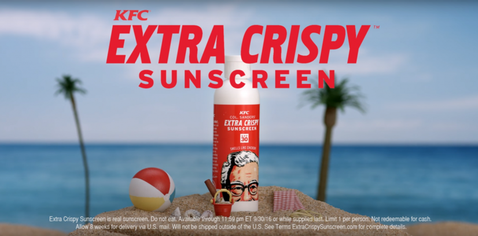 'We think it smells amazing': KFC's fried chicken-scented sunscreen is already a big hit