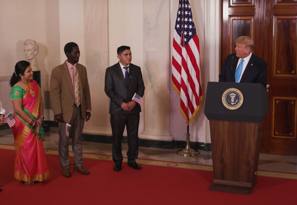 'Nothing less than disgusting': Critics complain 'cynical' Trump 'weaponized' naturalization ceremony aired during RNC