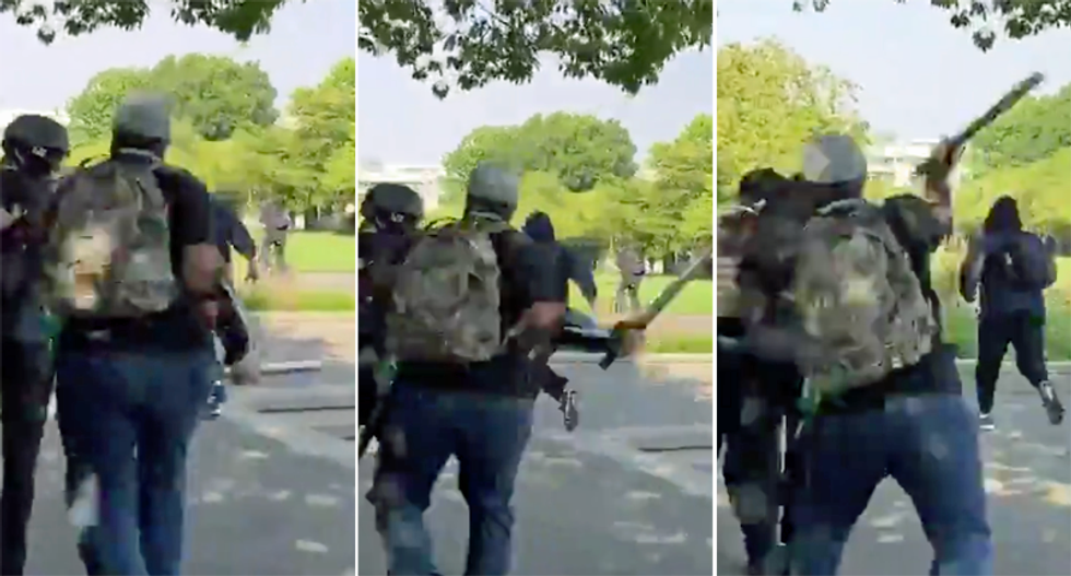 WATCH: 'Proud Boys' brutally beat Black Lives Matter protesters after Trump Parade